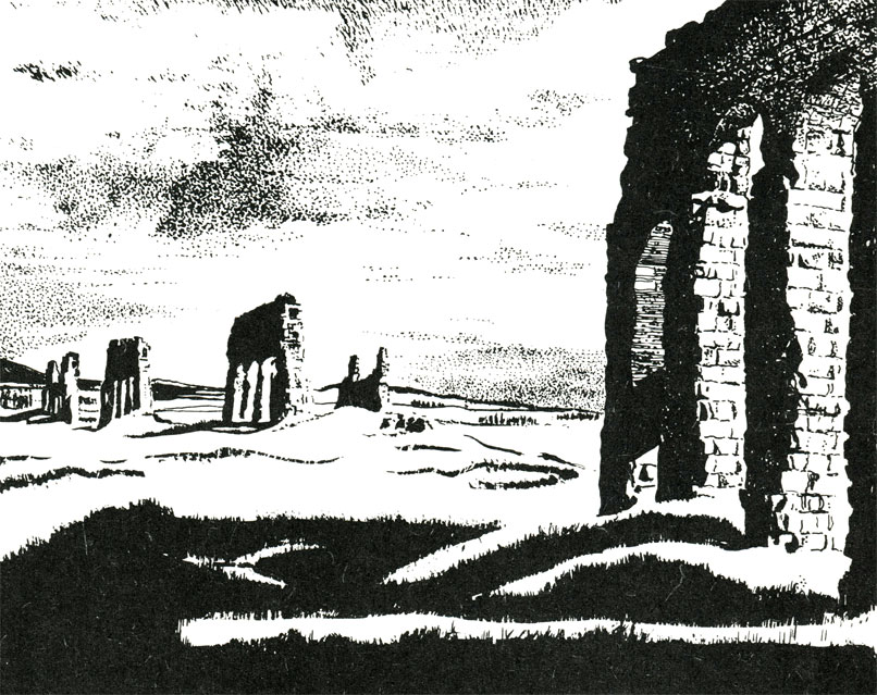 Пейзаж в окрестностях Рима с остатками водопровода Клавдия (42-54 гг.)