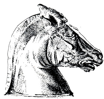 Деталь литого ритона, изготовленного в Таренте (IV в. до н. э.). Прага, Музей прикладного искусства