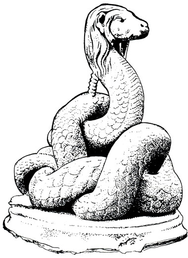 Монолитное мраморное изображение гликона (мифического змея, олицетворяющего дух местности, genius loci). Высота 0,66 м, общая длина 4,76 м. Уникальная античная скульптура (конец 2 в. до н. э.). Констанца, Музей археологии