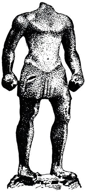Бронзовая статуэтка кулачного бойца (II-IV вв. до н. э.). Найдена в Амантии, Албания