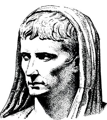 Август в одеянии верховного жреца (pontifex maximus). Голова мраморной статуи с Лабикийской дороги. Рим, Национальный музей